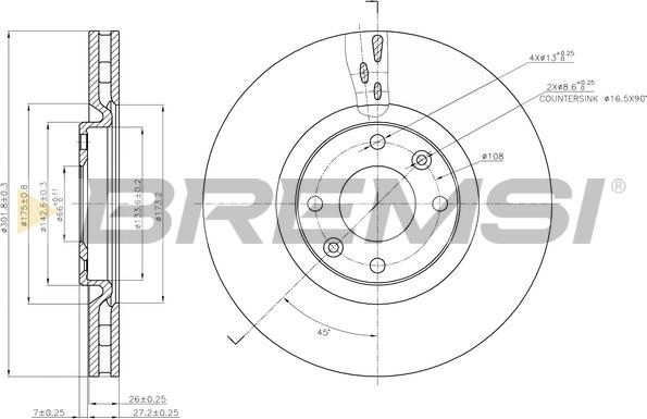 Bremsi CD7676V - Гальмівний диск autocars.com.ua