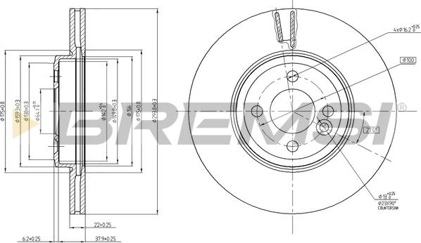 Bremsi CD7711V - Гальмівний диск autocars.com.ua