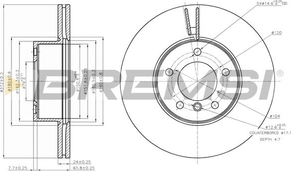 Bremsi CD7717V - Гальмівний диск autocars.com.ua