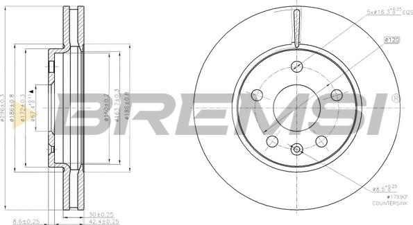 Bremsi CD7721V - Гальмівний диск autocars.com.ua