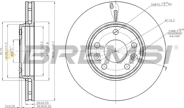 Bremsi CD7726V - Гальмівний диск autocars.com.ua