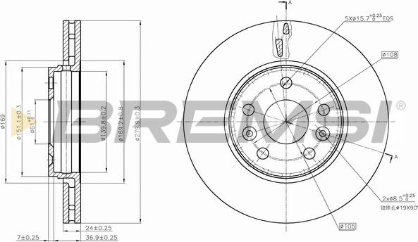 Bremsi CD7733V - Гальмівний диск autocars.com.ua