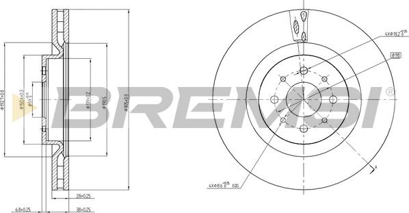 Bremsi CD7742V - Гальмівний диск autocars.com.ua