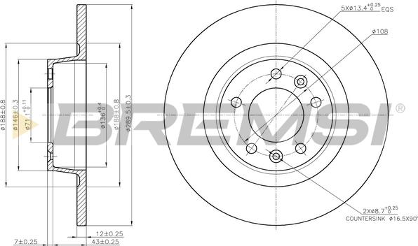 Bremsi CD7744S - Гальмівний диск autocars.com.ua