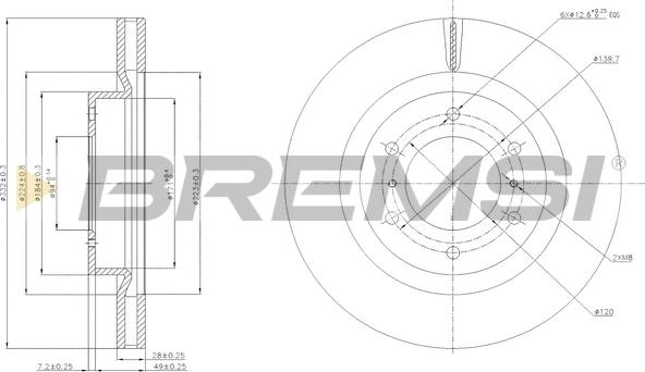 Bremsi CD7757V - Гальмівний диск autocars.com.ua