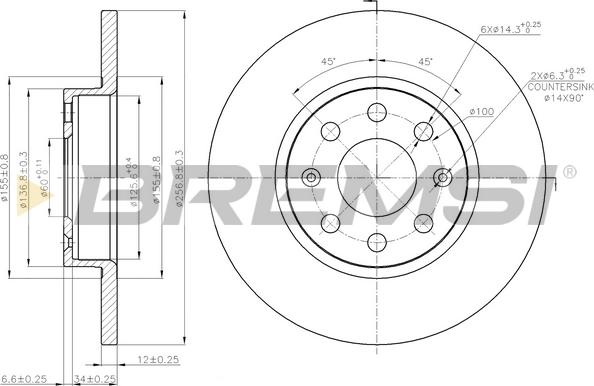 Bremsi CD7784S - Гальмівний диск autocars.com.ua