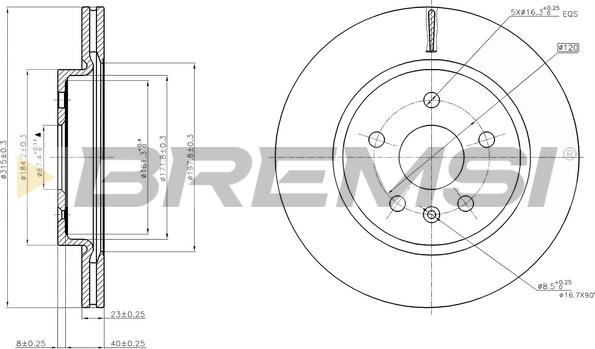 Bremsi CD7805V - Гальмівний диск autocars.com.ua