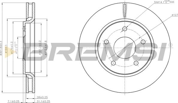 Bremsi CD7807V - Гальмівний диск autocars.com.ua