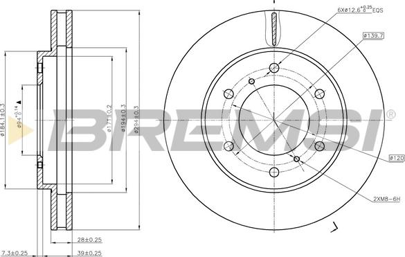 Bremsi CD7818V - Гальмівний диск autocars.com.ua