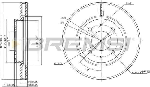 Bremsi CD7845V - Гальмівний диск autocars.com.ua