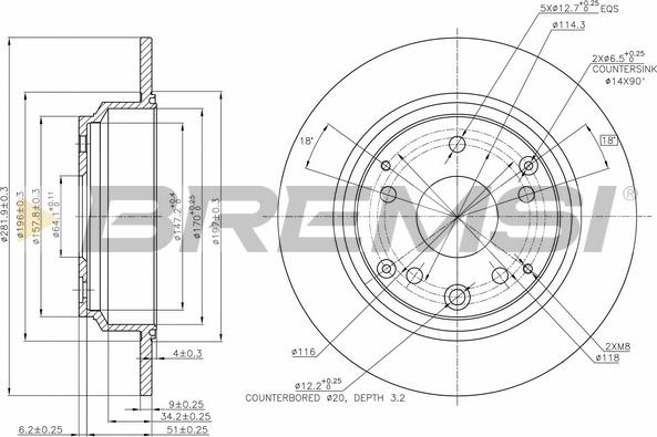 Bremsi CD7894S - Гальмівний диск autocars.com.ua