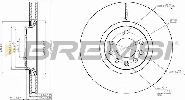 Bremsi CD7904V - Гальмівний диск autocars.com.ua