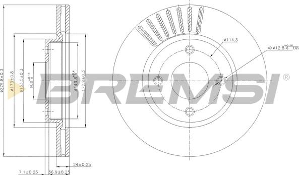 Bremsi CD7940V - Гальмівний диск autocars.com.ua