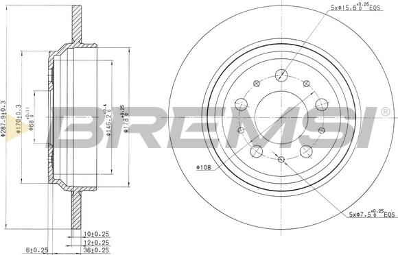 Bremsi CD7964S - Гальмівний диск autocars.com.ua