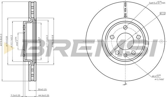 Bremsi CD7996V - Гальмівний диск autocars.com.ua