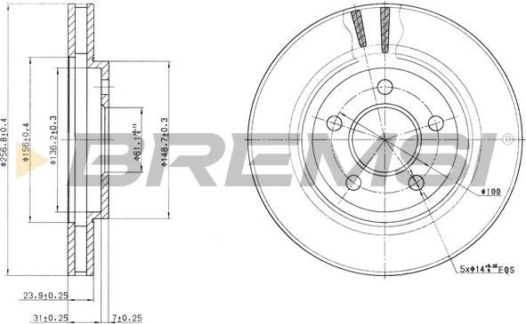 Bremsi CD8001V - Гальмівний диск autocars.com.ua