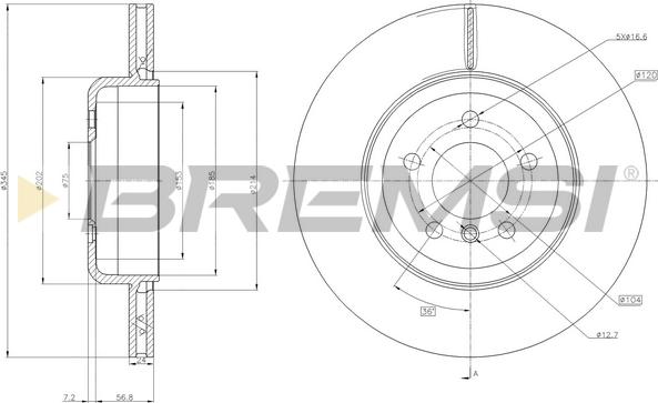 Bremsi CD8037V - Гальмівний диск autocars.com.ua