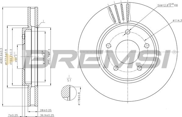 Bremsi CD8040V - Гальмівний диск autocars.com.ua