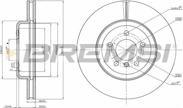 Bremsi CD8047V - Гальмівний диск autocars.com.ua