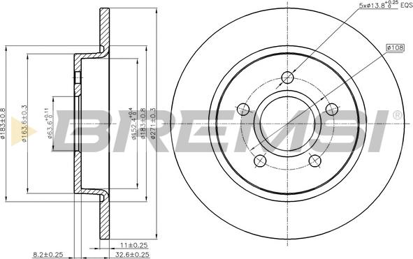 Bremsi CD8061S - Гальмівний диск autocars.com.ua