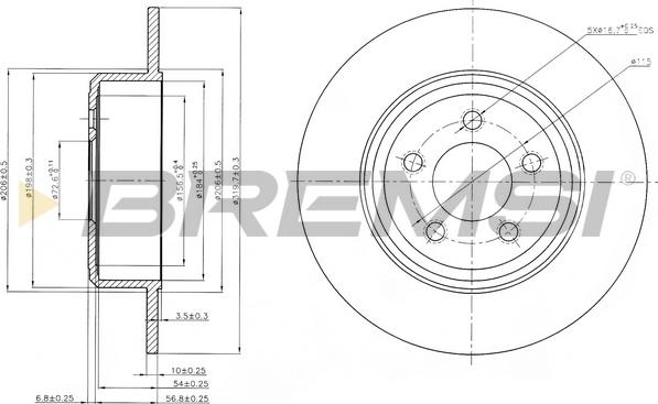 Bremsi CD8064S - Гальмівний диск autocars.com.ua