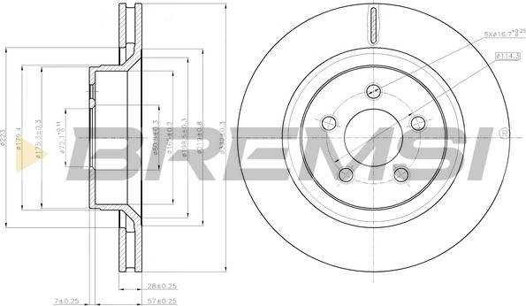 Bremsi CD8145V - Гальмівний диск autocars.com.ua