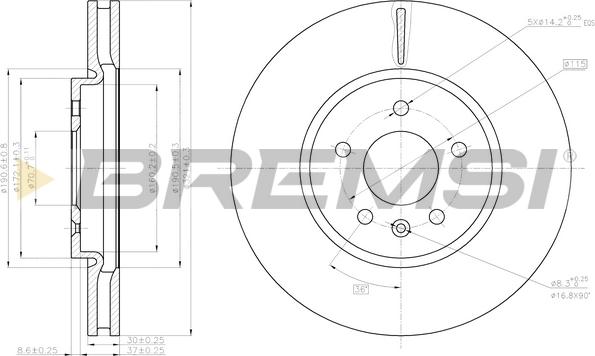 Bremsi CD8191V - Тормозной диск перед. Astra J 09- 321x305x115 autocars.com.ua