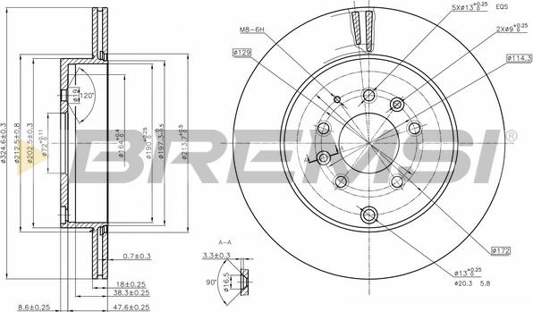 Bremsi CD8251V - Гальмівний диск autocars.com.ua