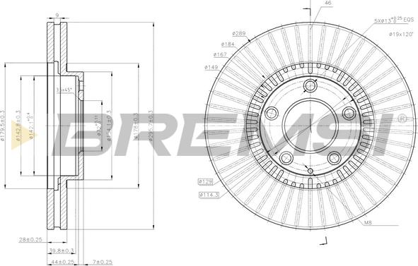 Bremsi CD8262V - Гальмівний диск autocars.com.ua