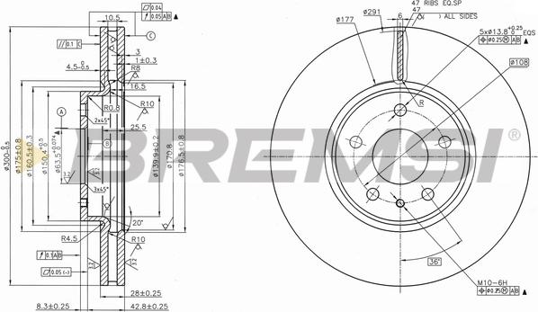 Bremsi CD8337V - Гальмівний диск autocars.com.ua