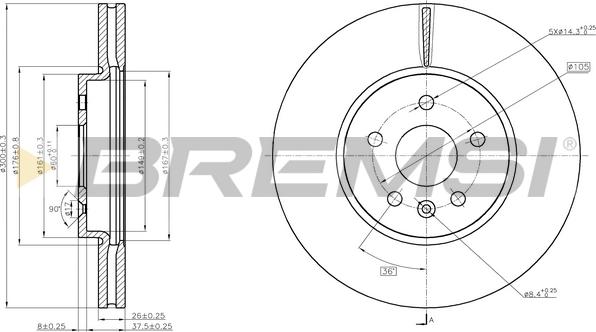 Bremsi CD8385V - Гальмівний диск autocars.com.ua