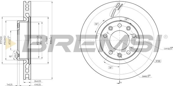 Bremsi CD8405V - Гальмівний диск autocars.com.ua