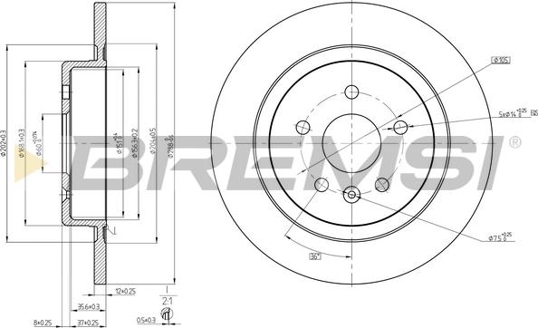 Bremsi CD8425S - Гальмівний диск autocars.com.ua