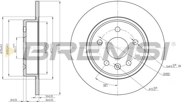 Bremsi CD8426S - Гальмівний диск autocars.com.ua