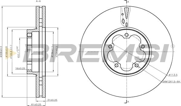 Bremsi CD8468V - Тормозной диск autodnr.net