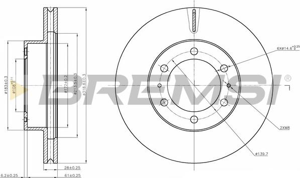 Bremsi CD8475V - Гальмівний диск autocars.com.ua