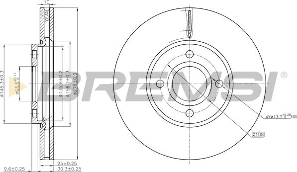 Bremsi CD8478V - Гальмівний диск autocars.com.ua