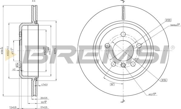 Bremsi CD8504V - Гальмівний диск autocars.com.ua