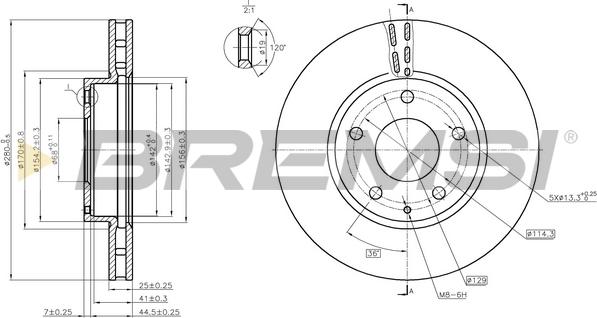 Bremsi CD8532V - Гальмівний диск autocars.com.ua