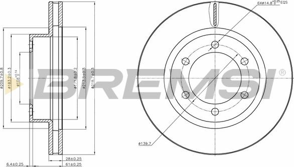 Bremsi CD8606V - Гальмівний диск autocars.com.ua