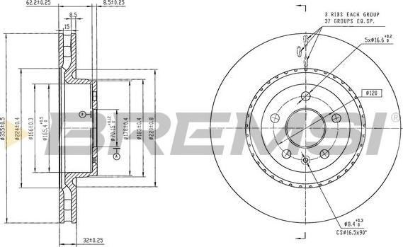 Bremsi CD8620V - Гальмівний диск autocars.com.ua