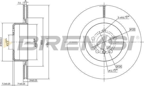 Bremsi CD8624V - Гальмівний диск autocars.com.ua