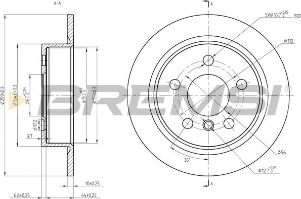 Bremsi CD8656S - Гальмівний диск autocars.com.ua