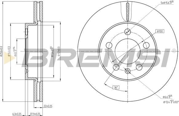 Bremsi CD8663V - Гальмівний диск autocars.com.ua