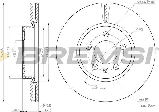 Bremsi CD8664V - Гальмівний диск autocars.com.ua