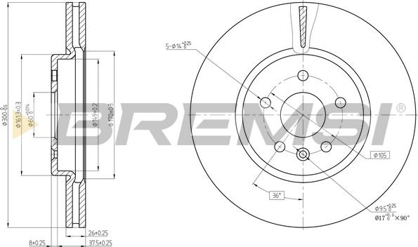 Bremsi CD8684V - Гальмівний диск autocars.com.ua