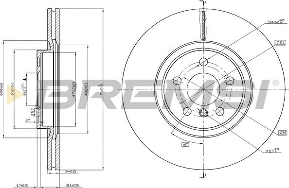 Bremsi CD8762V - Гальмівний диск autocars.com.ua