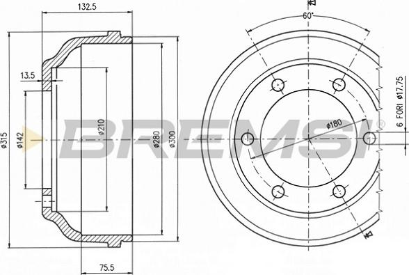 Bremsi CR5063 - Гальмівний барабан autocars.com.ua