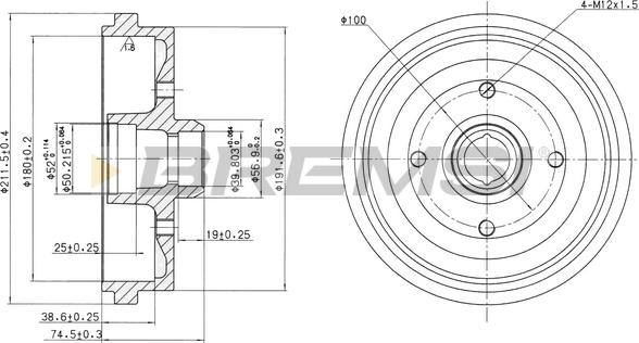 Bremsi CR5226 - Гальмівний барабан autocars.com.ua