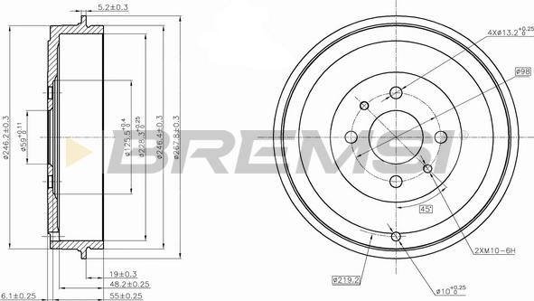 Bremsi CR5267 - Гальмівний барабан autocars.com.ua